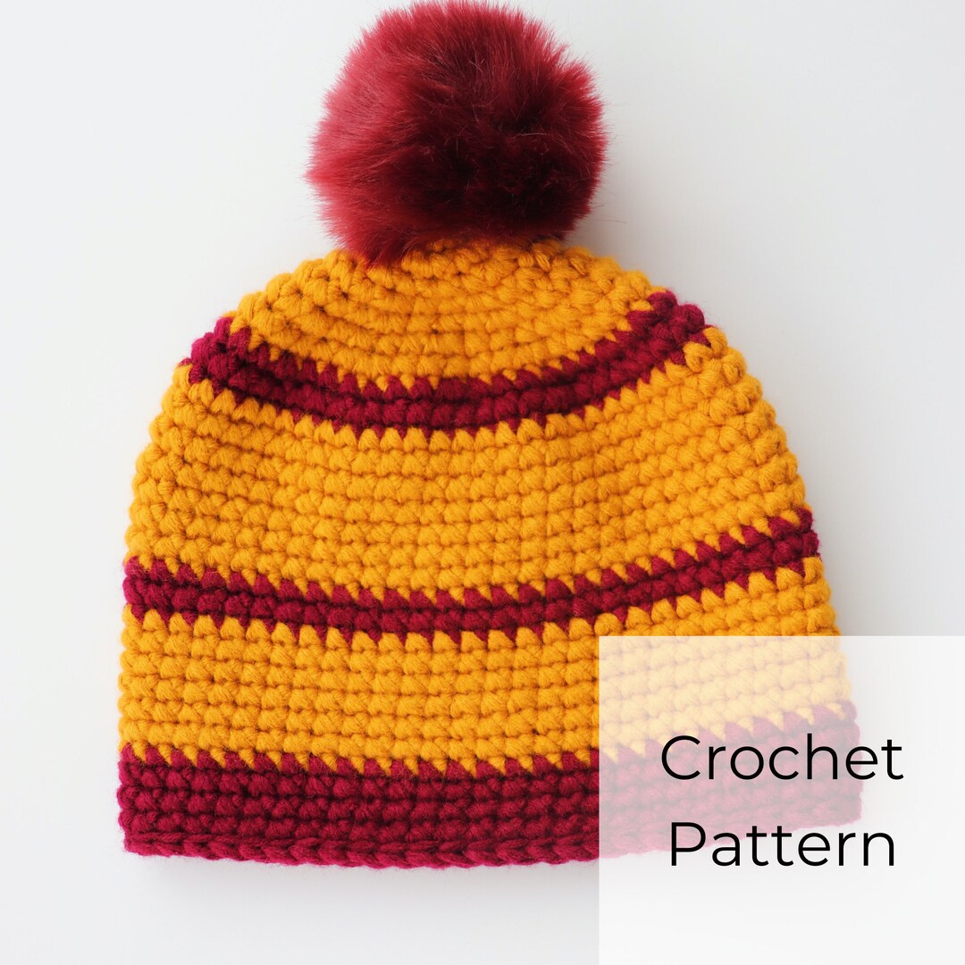 EASY Crochet Pattern Bulky Yarn Beanie Striped Beanie 7 Etsy