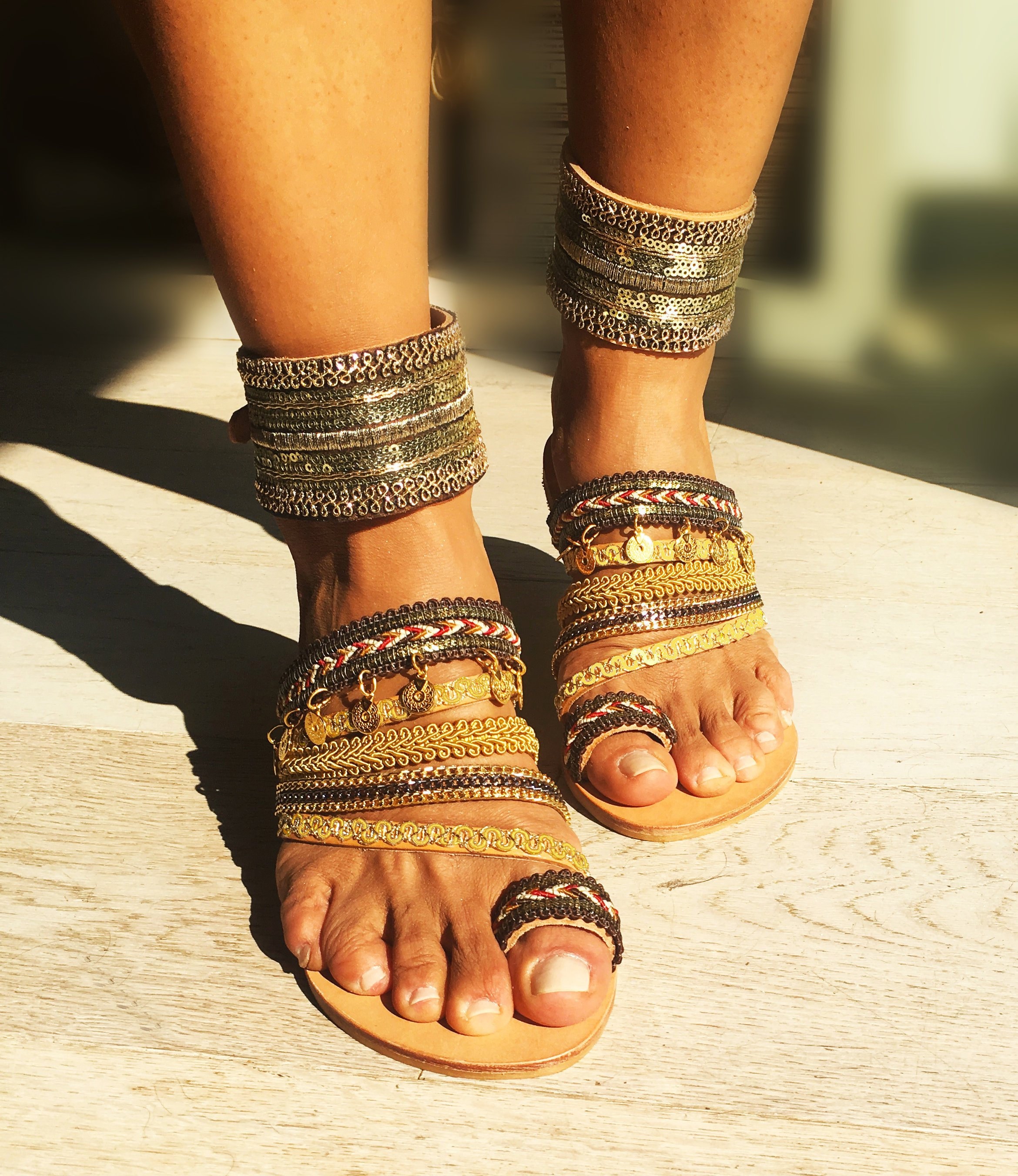 boho leather sandals