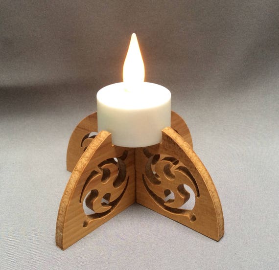 Tealight holder tealight folding design wood holder Etsy