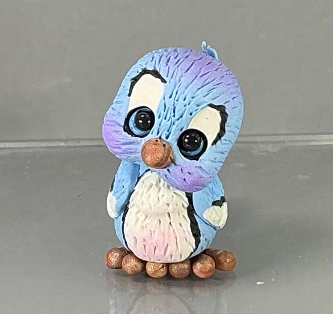 Bird- Tiny Bluebird Figurine - Hand-sculpted Polymer Clay Collectible ...