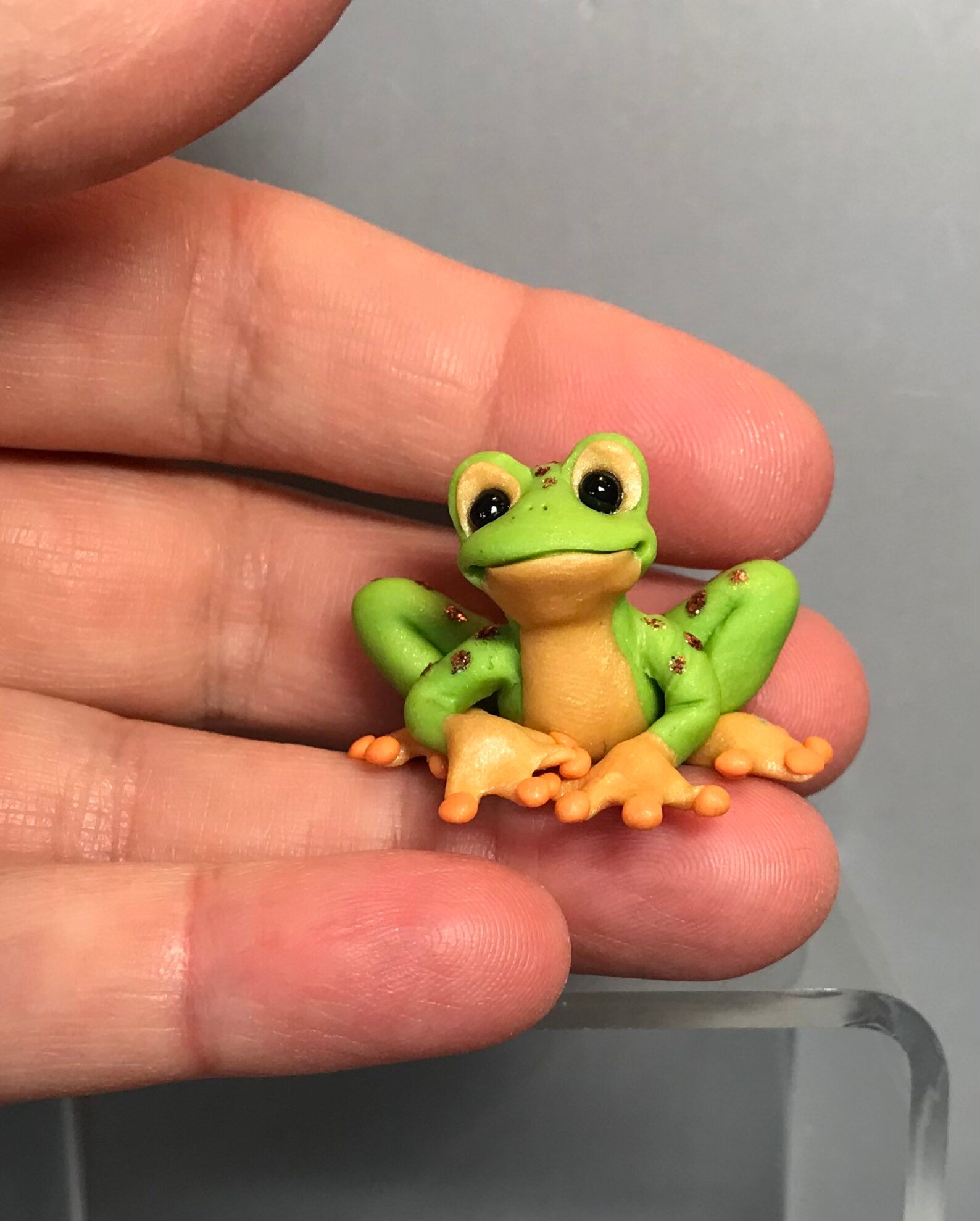 Frog Tiny Polymer Clay Amphibian Figurine Sculpted Clay Etsy