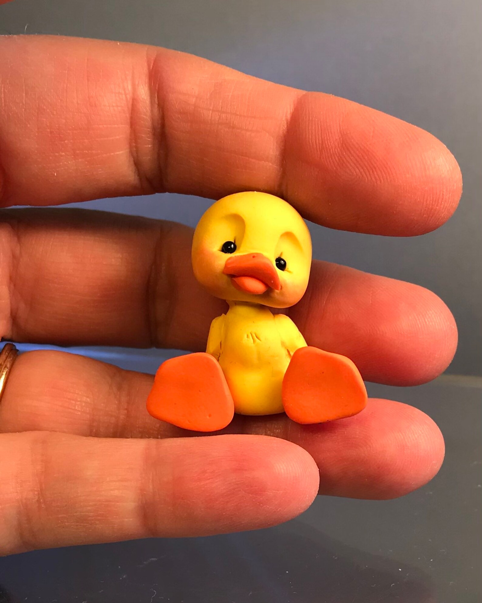 Bird Yellow Ducklingpolymer Clay Duck Figurinesculpted Etsy