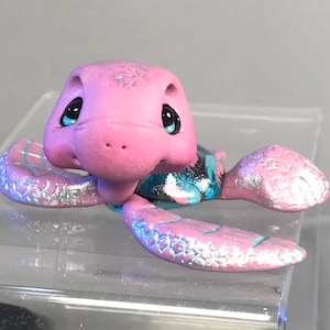 Turtle - Sea Turtle - Whimsical Polymer Clay Tortoise Collectible- Sculpted Clay Turtle Figure-Clay Miniature Keepsake Pond Critter Figurine