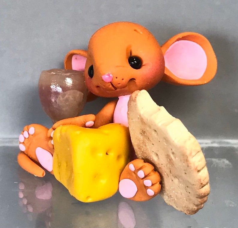 Mouse w/ Wine Cheese & CrackerMiniature Polymer Clay Mice Etsy