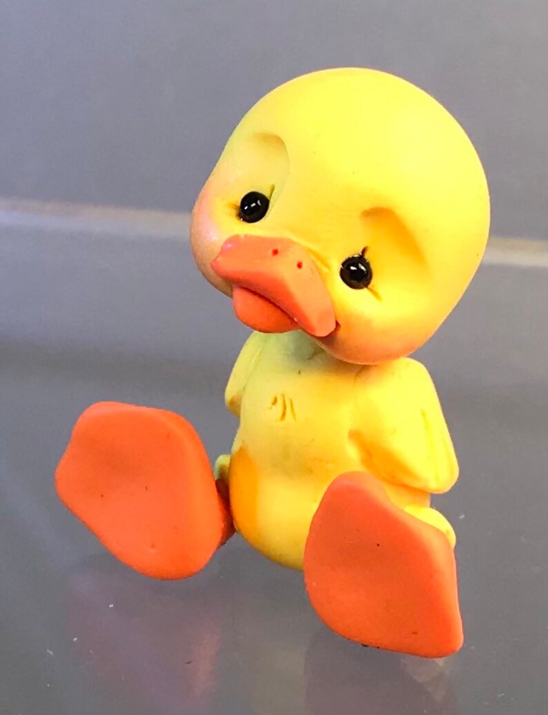 Bird Yellow Ducklingpolymer Clay Duck Figurinesculpted Etsy