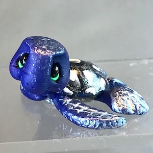Turtle - TINY Sea Turtle-Whimsical Polymer Clay Tortoise Collectible-Sculpted Clay Turtle Figure-Clay Miniature Keepsake Pond Critter Figure