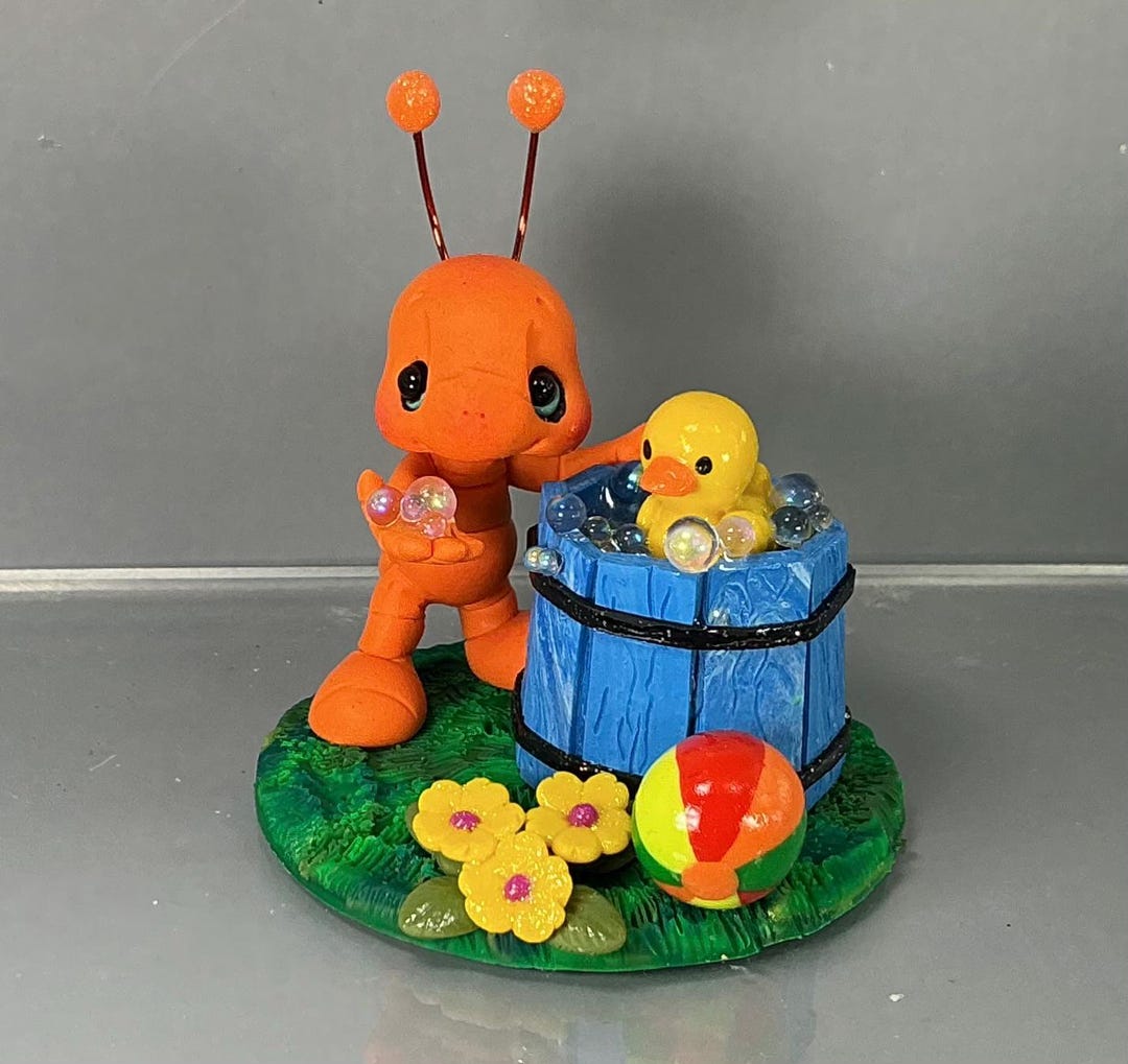 Ant W/ Bubbles & Rubber Ducky in Bucket - Miniature Polymer Clay Insect ...
