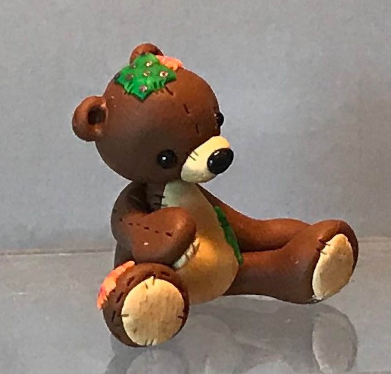Teddy Bear Tiny Clay Figure Miniature Sculpted Figurine Etsy
