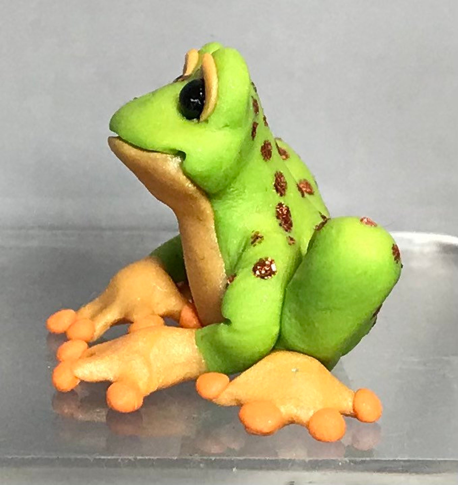 Frog Tiny Polymer Clay Amphibian Figurine Sculpted Clay Etsy