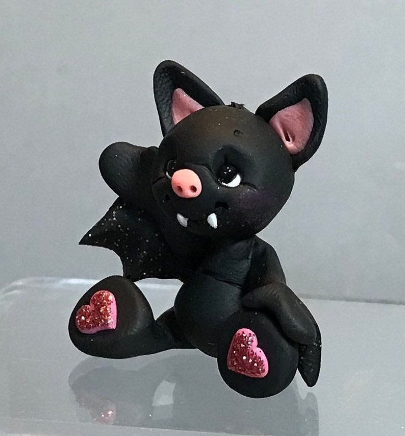 Bat Whimsical Polymer Clay Bat Figurine Sculpted Clay Etsy