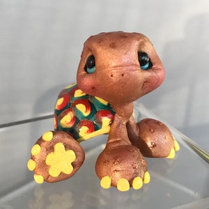 Turtle -Polymer Clay Turtle Figurine-Sculpted Clay Tortoise Figure-OOAK Turtle Collectible-Miniature Keepsake-Whimsical Pond Critter