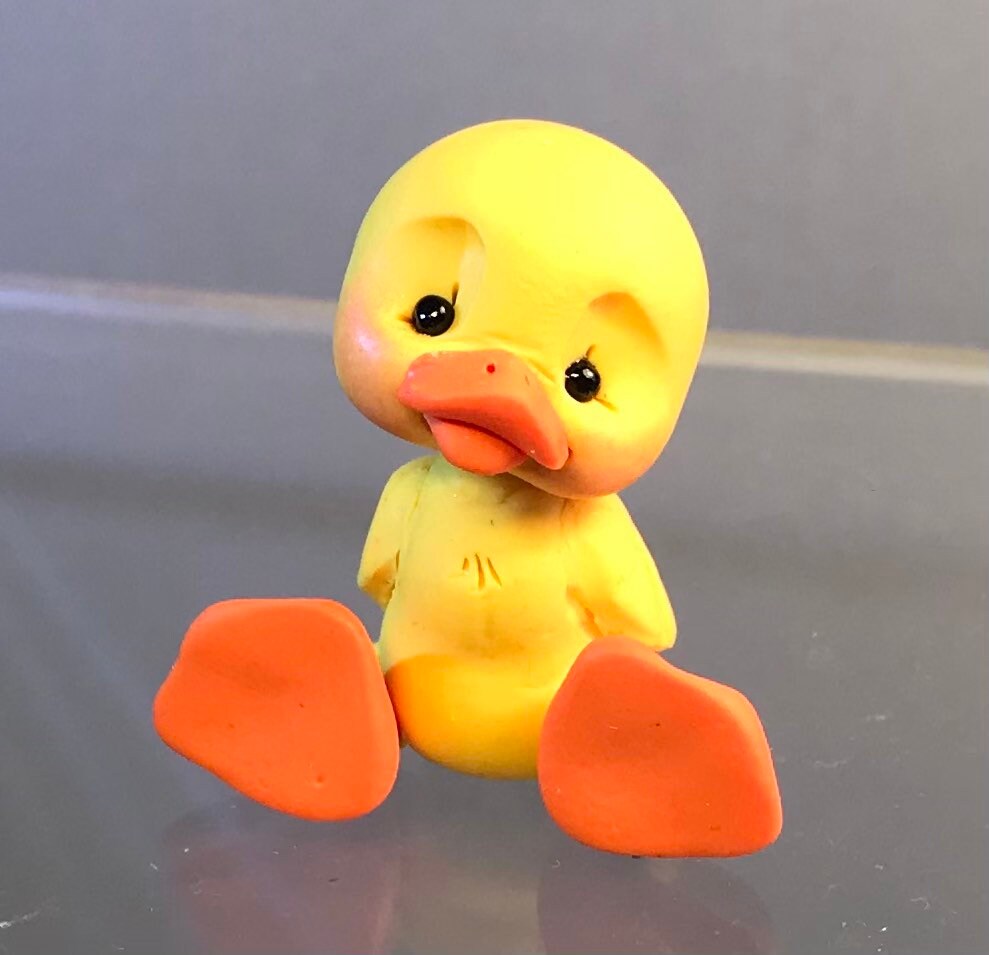 Bird Yellow Ducklingpolymer Clay Duck Figurinesculpted Etsy