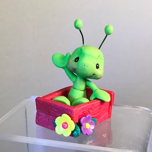 Ant in Wooden Box - Whimsical Polymer Clay Insect Figure - Hand-Sculpted Bug - Miniature Ant Collectible - Handmade Garden Critter