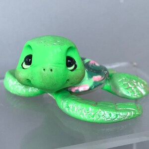 Turtle - Sea Turtle - Whimsical Polymer Clay Tortoise Collectible- Sculpted Clay Turtle Figure-Clay Miniature Keepsake Pond Critter Figurine