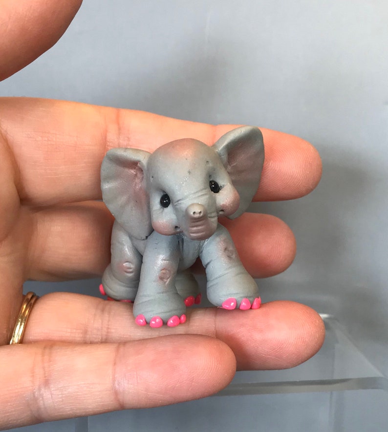 Elephant Polymer Clay African Animal Figurine Sculpted Etsy