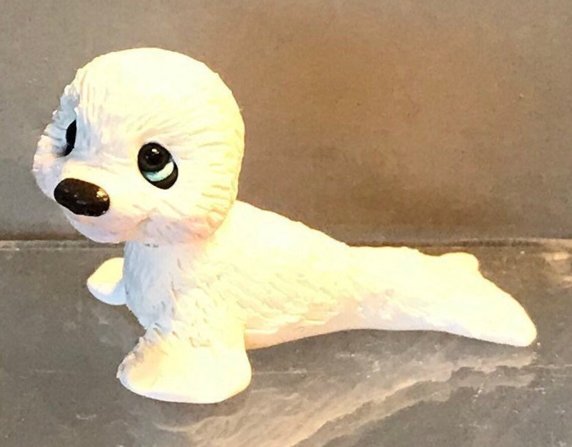 Seal Pup Baby Seal Polymer Clay Arctic Seal Figurine Etsy
