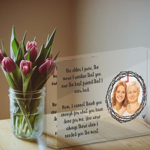 Mothers Day Personalized Photo Print Glass Block | Mum Picture Frame Gifts from Daughter | Custom Crystal Acrylic Plaque Present | 1032-1