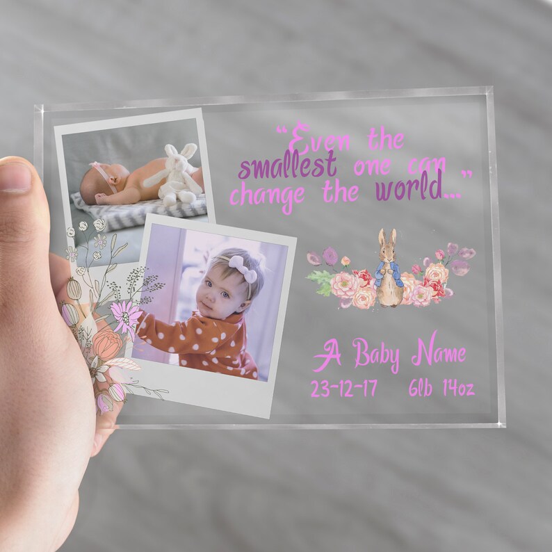 Personalised New Baby Newborn Baby Girl Crystal Photo Block Etsy