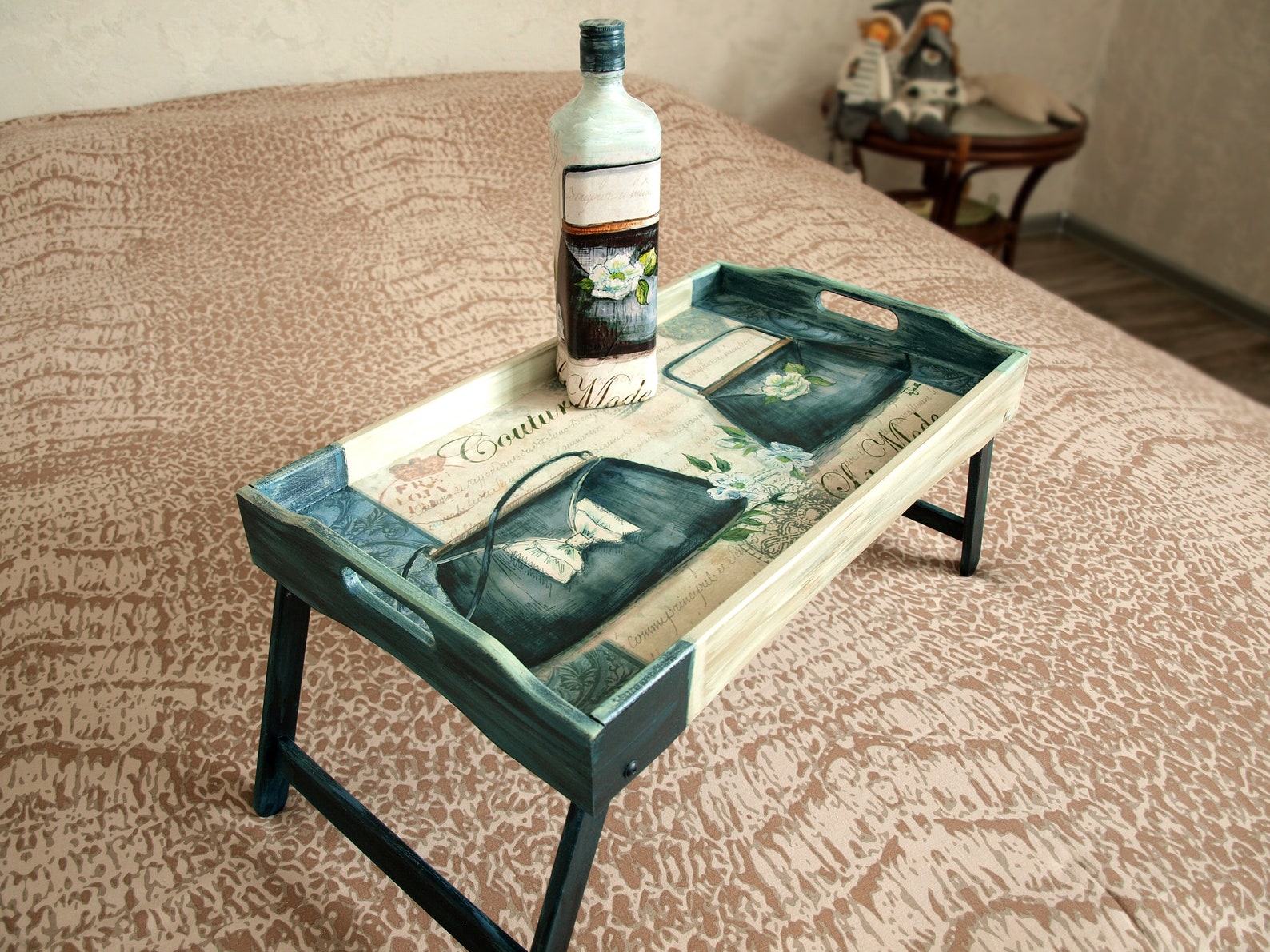 Bed Tray with Legs Decor Ideas Decoupage Gifts Tray Bed Etsy