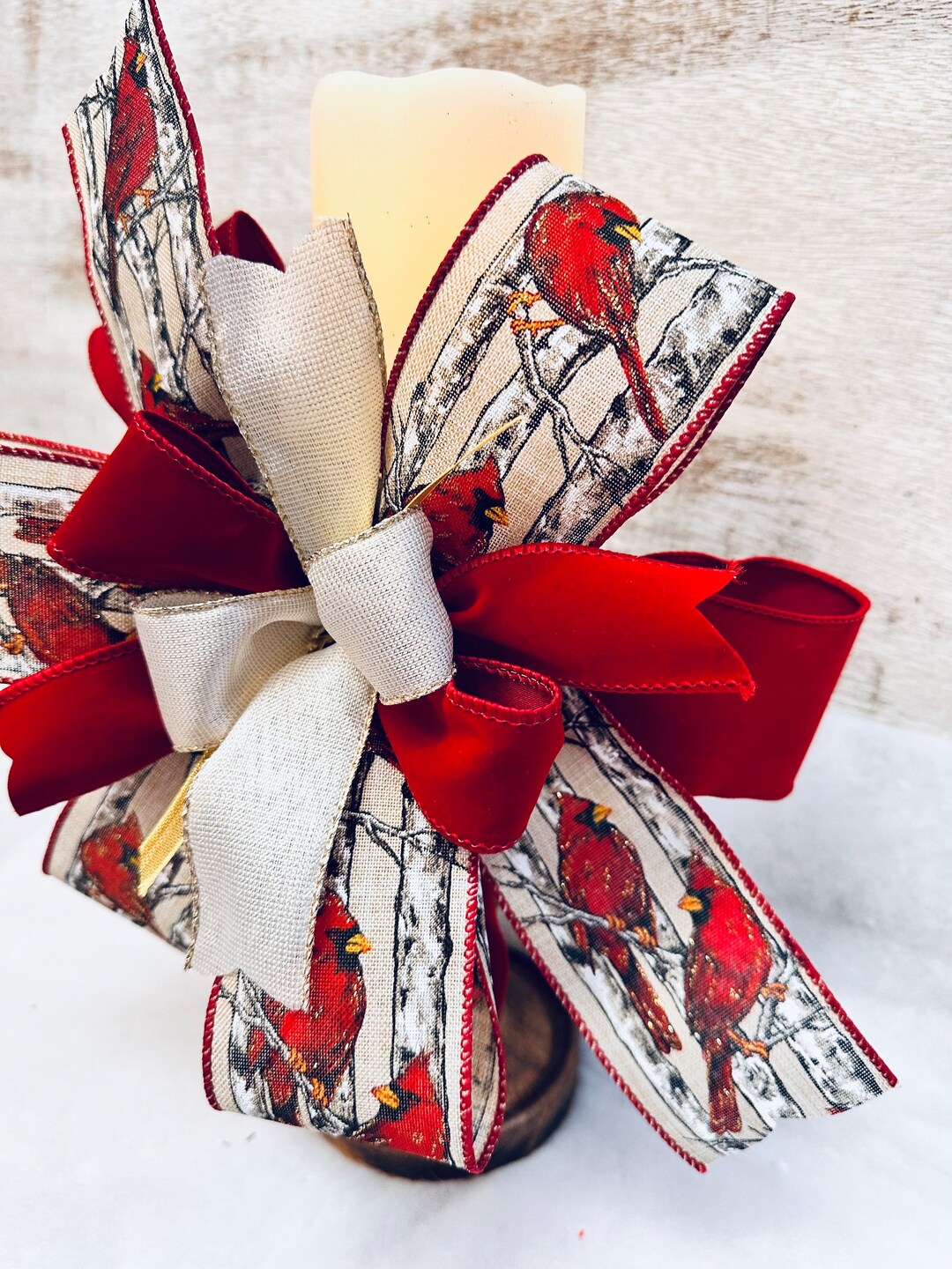 Cardinal Elegant Bow Bird Wreath Bow Window Bows Christmas Etsy