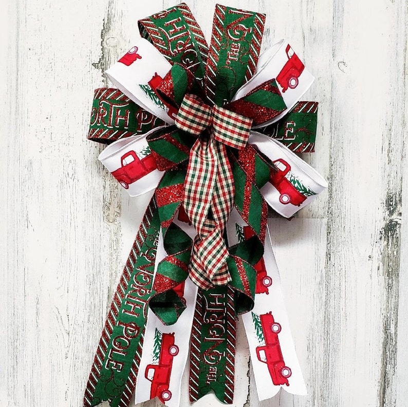 Large Christmas Tree Bow Mailbox Bow Holiday Tree Topper Etsy