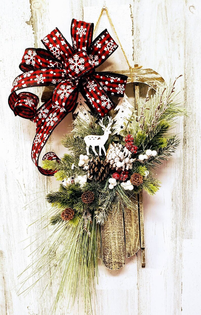 Farmhouse Sled Wreath Rustic Winter Sleigh Décor All Winter Etsy