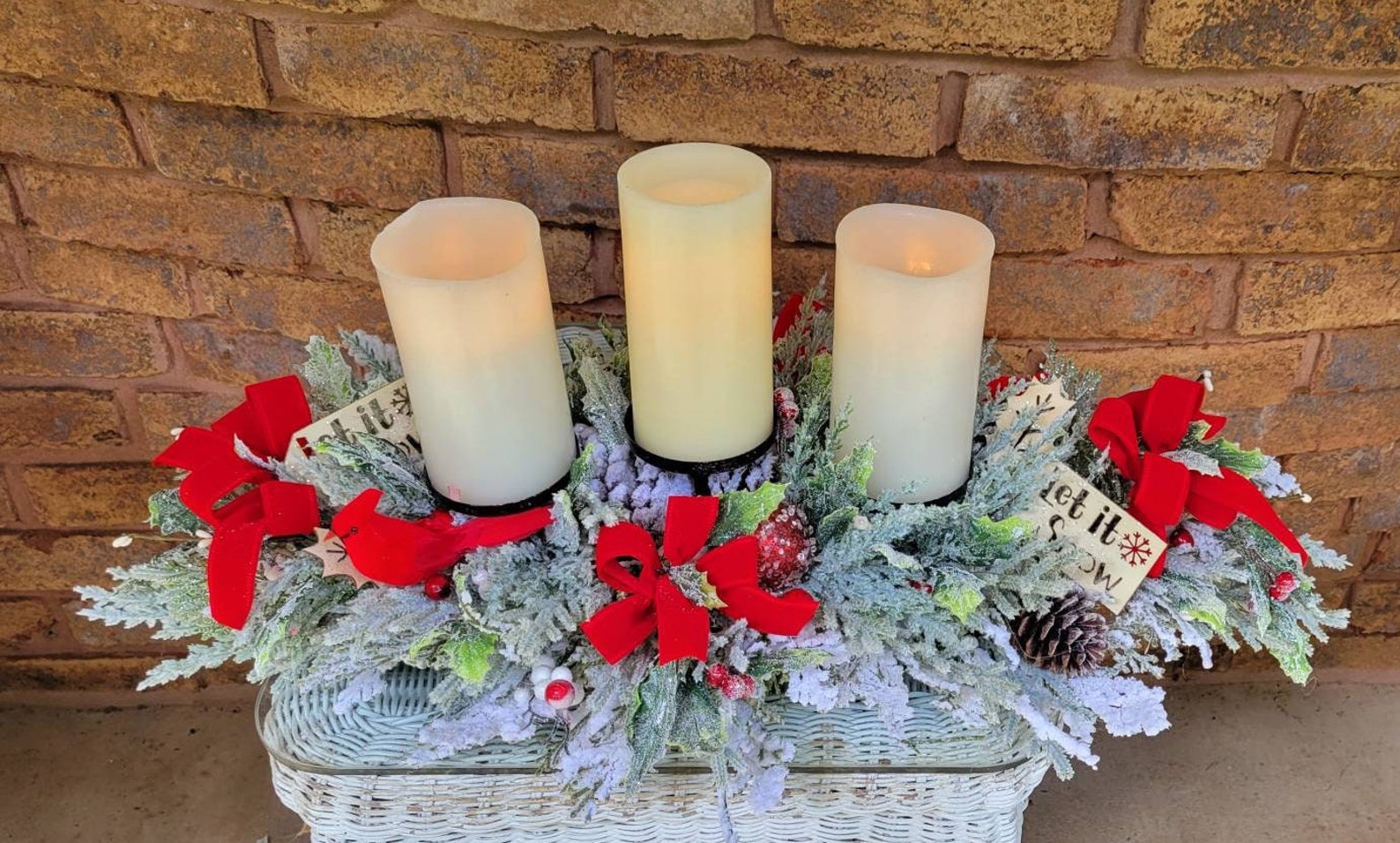 Holiday Seasonal Centerpiece Christmas Evergreen Arrangement Etsy