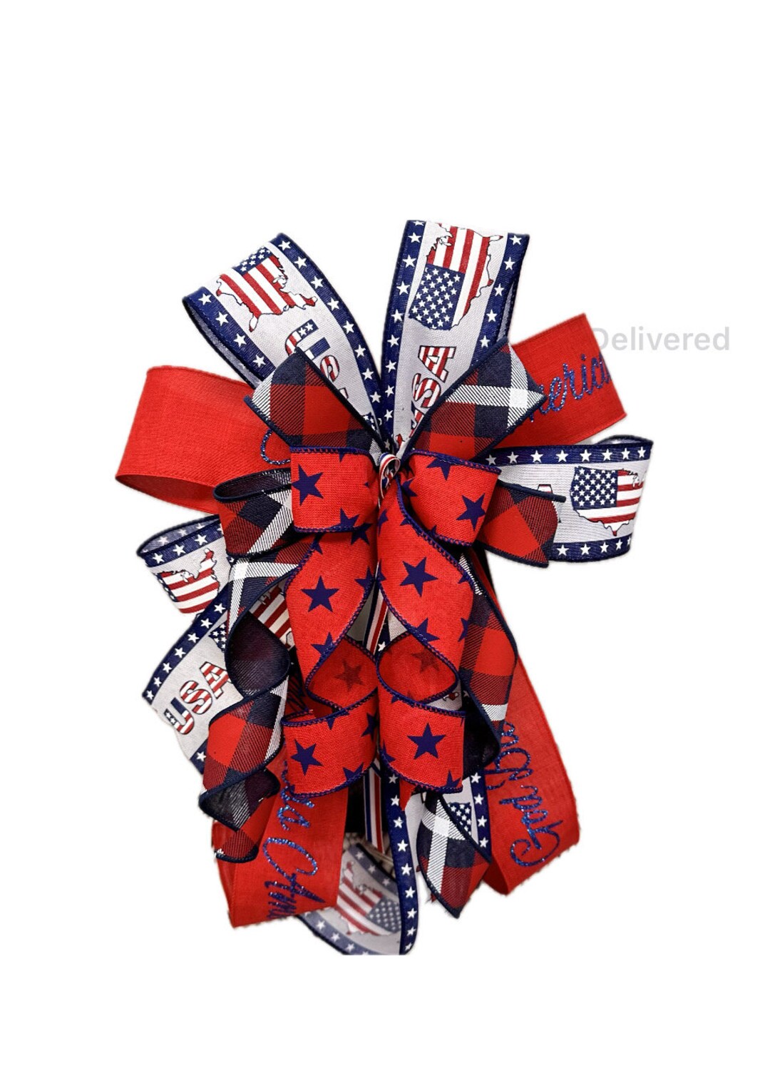 Patriotic Collection - Patriotic, Bow, Patriotic Bow, Wreath Bow, Large Bow, Mailbox Bow, Gift Bow, Bows, Decor, Yard Decor - UK