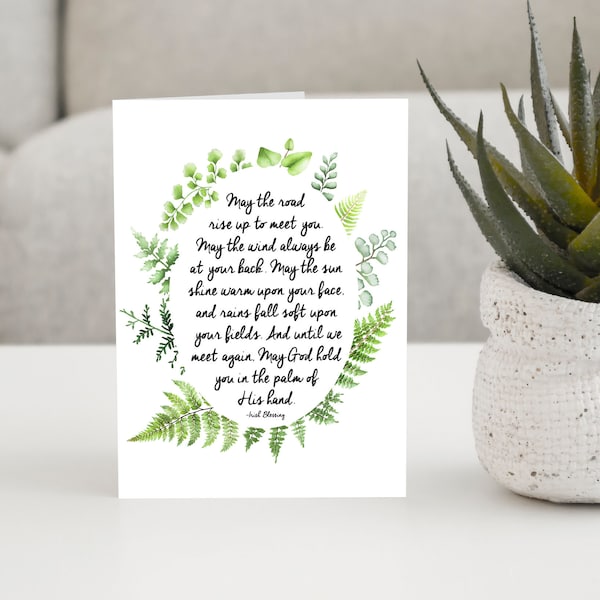 Irish Blessing Card, May The Road Rise Up To Meet You, Watercolor Eucalyptus Decor, Wedding Card, Inspirational Card, Print At Home Download
