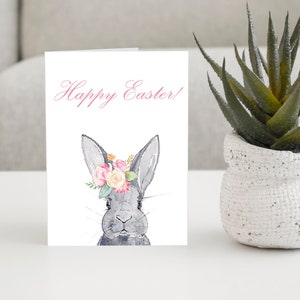 Printable Easter Card, Happy Easter Greeting Card, Easter Cards, Easter Bunny Card, Easter Printables, Rabbit Card, Bunny Card, Digital image 1