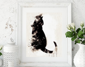 Printable Cat Art, Abstract Cat, Watercolor Cat Art Print, Cat Art Print, Cat Wall Art, Digital Download