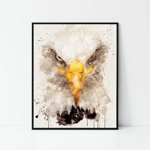 Printable Watercolor Bald Eagle, Eagle Art, Abstract Bald Eagle Print, Eagle Art Print, Bald Eagle Art, Watercolor Bald Eagle image 1