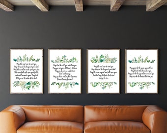 Set of 4 Irish Blessing Prints, 4x6 Eucalyptus Prints, Irish Blessing Print Set, May The Road Rise To Meet You, Irish Blessing