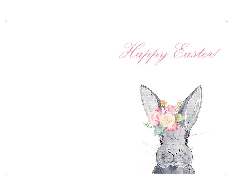 Printable Easter Card, Happy Easter Greeting Card, Easter Cards, Easter Bunny Card, Easter Printables, Rabbit Card, Bunny Card, Digital image 3