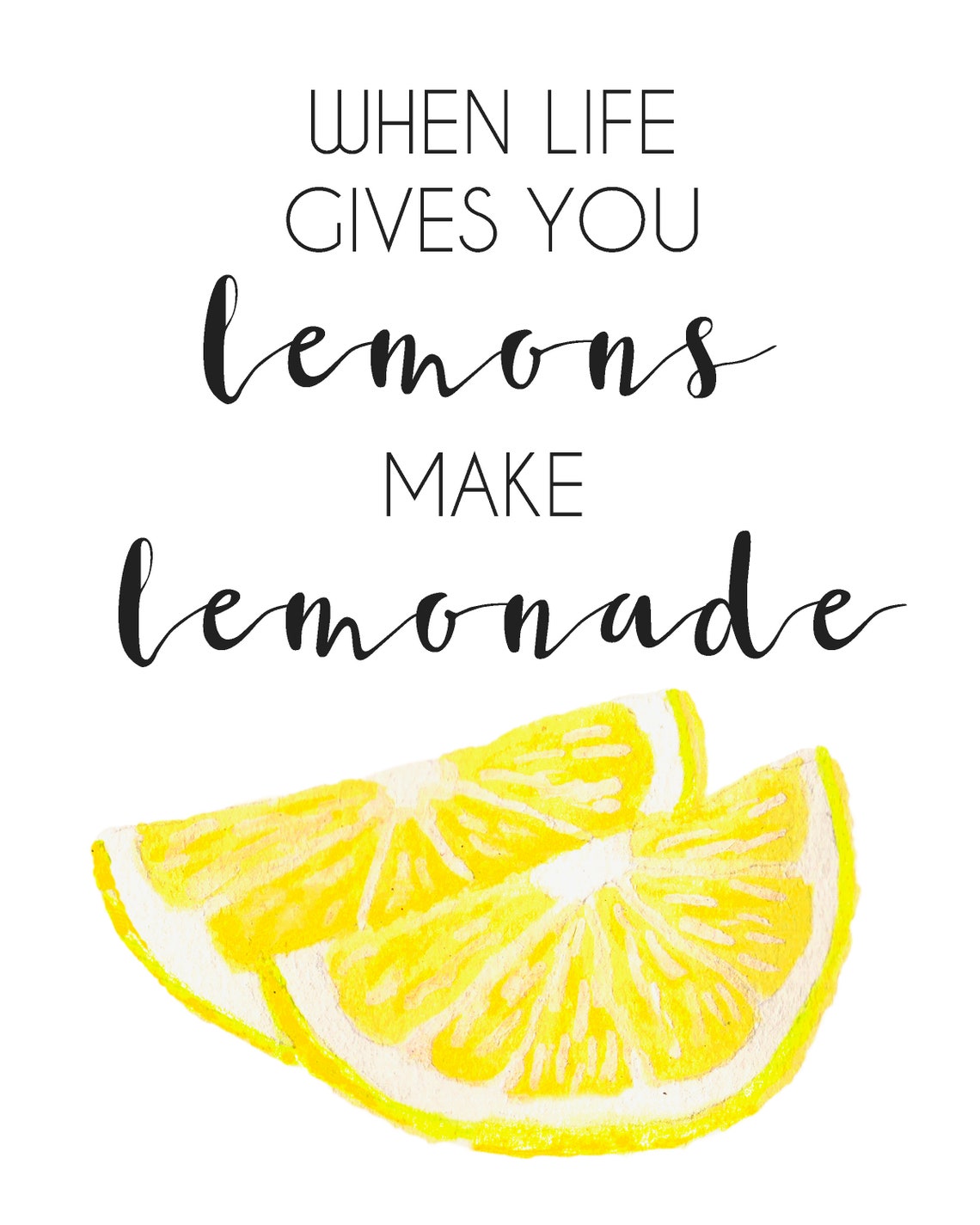 Lemon Print Lemon Kitchen Decor Kitchen Art When Life Gives Etsy