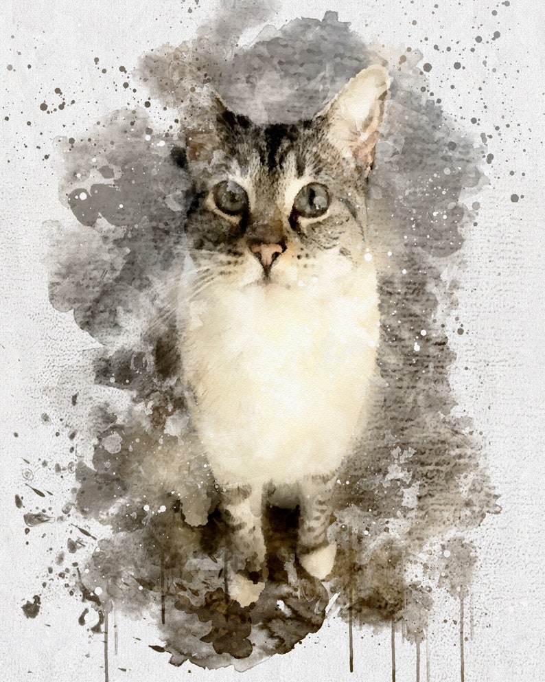 Lynx Point Siamese Painting, Cat Art Print, Abstract Cat Print, Watercolor Cat Art Print, Abstract Cat Art, Gift For Cat Lover 画像 1