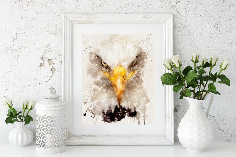 Printable Watercolor Bald Eagle, Eagle Art, Abstract Bald Eagle Print, Eagle Art Print, Bald Eagle Art, Watercolor Bald Eagle image 3