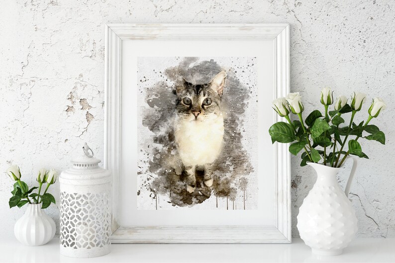 Lynx Point Siamese Painting, Cat Art Print, Abstract Cat Print, Watercolor Cat Art Print, Abstract Cat Art, Gift For Cat Lover 画像 2