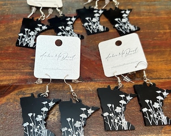 Minnesota Earrings, Shape of Minnesota Jewelry, Resin Minnesota Earrings
