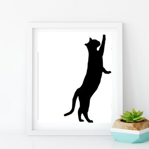 Black Cat Silhouette, 8x10 Cat Art Print, Black Cat Art Print, Gift for ...