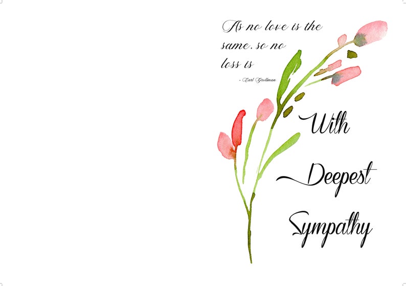 Sympathy Card Condolence Card Thinking of You Card Digital Etsy