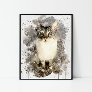 Lynx Point Siamese Painting, Cat Art Print, Abstract Cat Print, Watercolor Cat Art Print, Abstract Cat Art, Gift For Cat Lover 画像 3