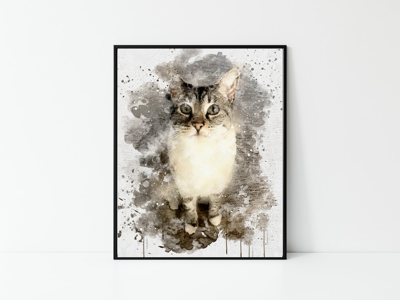 Lynx Point Siamese Painting, Cat Art Print, Abstract Cat Print, Watercolor Cat Art Print, Abstract Cat Art, Gift For Cat Lover 画像 3