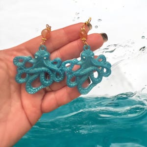 Turquoise Octopus Earrings, Resin Octopus Earrings, Gift For Ocean Lover, Octopus Collector