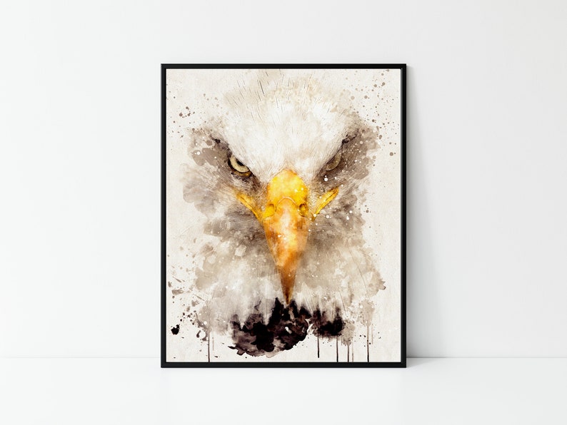 Printable Watercolor Bald Eagle, Eagle Art, Abstract Bald Eagle Print, Eagle Art Print, Bald Eagle Art, Watercolor Bald Eagle image 1