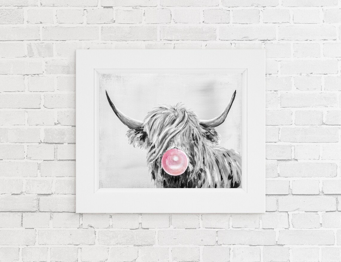 Highland Cow Print Black and White Highland Cow Printable Etsy
