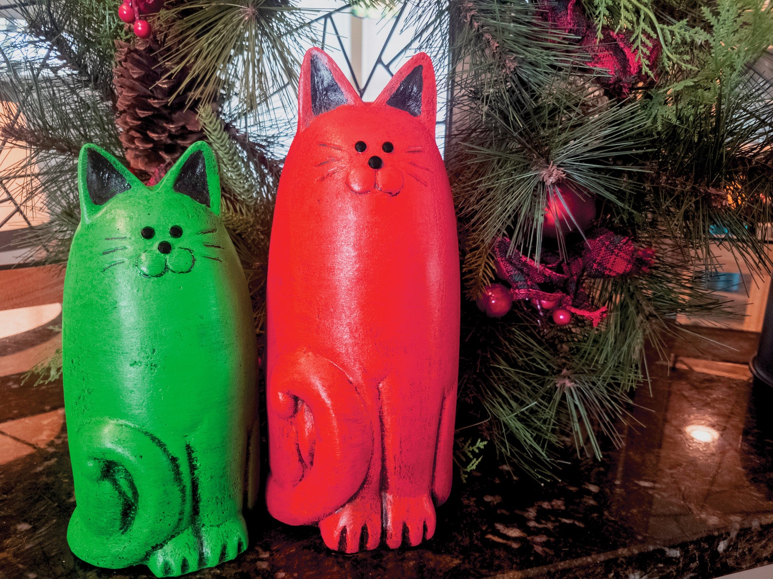 Cat Garden Statues Custom Color Cat Figures Garden Decor Etsy