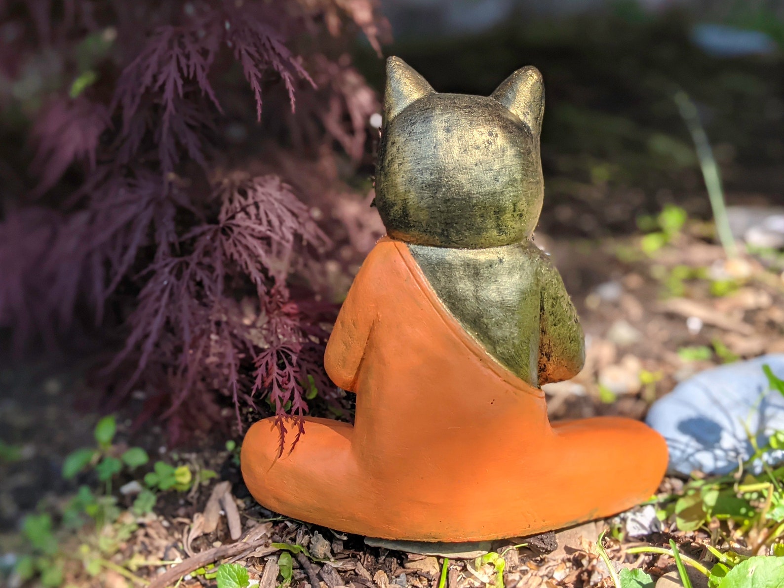 Cat Garden Statue Natural Gray Stone Color Zen Cat Etsy