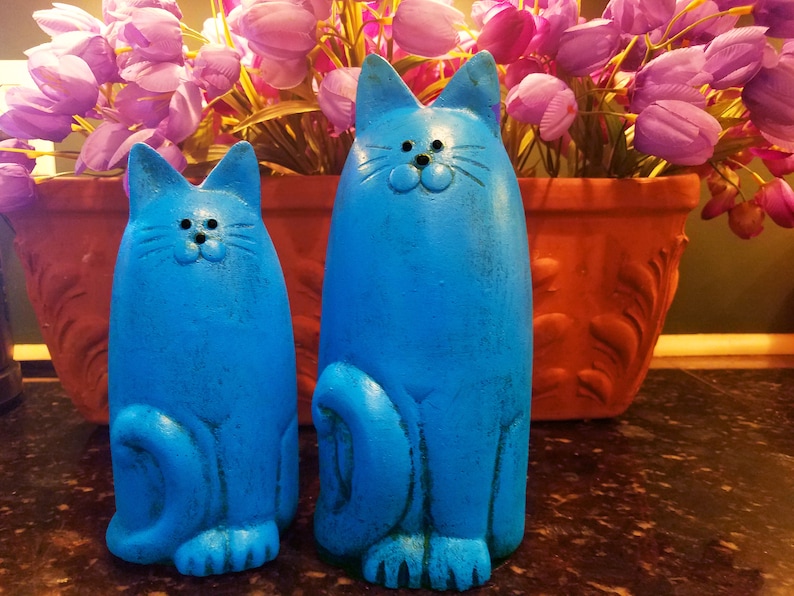 Cat Statues for Garden Natural Stone Gray Color Cat Etsy