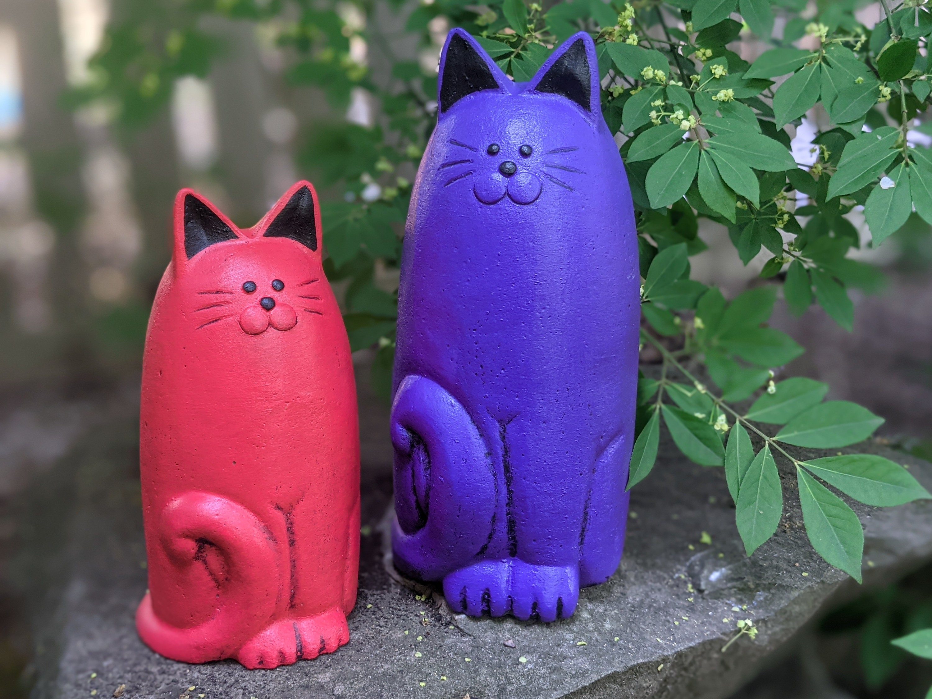 Cat Garden Statues Custom Color Cat Figures Garden Decor Etsy